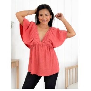Light Rust V neck Top